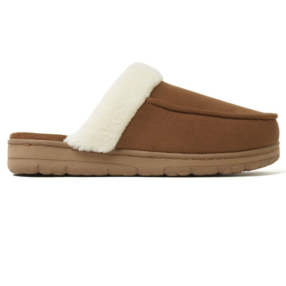 NEW- Dearfoams Cozy Comfort Women's Microsuede Moc Toe Scuff Slippers Chestnut - Picture 2 of 7